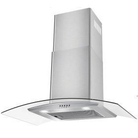 30" Wall Mount Range Hood 450CFM Tempered Glass Vented 3-Speed Fan W/LEDs