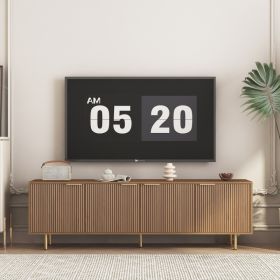Wood Modern TV Stand Fluted 68 T, Entertainment Center With Storage Doors, TV Console Media Cabinet,  For 55  Inch TV, Living Room