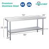 24" x 72" 18-Gauge Stainless Steel Commercial Work Table