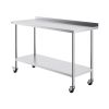 24 x 60 x 40 Inch Stainless Steel Work Table, Commercial Food Prep Worktable with Casters, Heavy Duty Prep Worktable