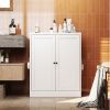 34.6" White Metal Pantry Cabinet with Adjustable Shelves - Freestanding Kitchen Storage Organizer with Easy-Grip Handles, Assembly Required