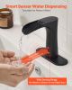 Touchless Bathroom Sink Faucet, Automatic Motion Sensor Waterfall Restroom Toilet Faucet with Hole Cover Plate