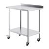24 x 36 x 40 Inch Stainless Steel Work Table, Commercial Food Prep Worktable with Casters, Heavy Duty Prep Worktable