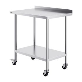 24 x 36 x 40 Inch Stainless Steel Work Table, Commercial Food Prep Worktable with Casters, Heavy Duty Prep Worktable