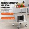 Stainless Steel Work Table 24 x 24 x 38 Inch, 700 LBS Load Capacity with 4 Wheels, 3 Adjustable Height Levels