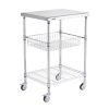 Kitchen Utility Cart, 3 Tiers, Wire Rolling Cart with 470LBS Capacity, Steel Service Cart on Wheels