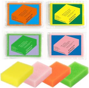 Kitchen Sponge 4-Pack, Multi-Purpose for Dishwash, Bath, and Stovetop, Excellent Drainage & Rich Lather, Durable & Long-Lasting