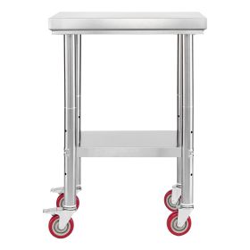 Stainless Steel Table, 24 x 18 Inches Food Prep Worktable with Wheels