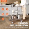 Kitchen Utility Cart, 3 Tiers, Wire Rolling Cart with 470LBS Capacity, Steel Service Cart on Wheels