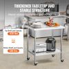 24 x 36 x 40 Inch Stainless Steel Work Table, Commercial Food Prep Worktable with Casters, Heavy Duty Prep Worktable