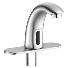 Touchless Bathroom Sink Faucet, Automatic Motion Sensor Restroom Toilet Faucet with Hole Cover Plate, Battery Operated