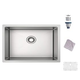 Undermount Sink 30 x 18 x 10 inch - Single Bowl Stainless Steel Sink 16 Gauge - Handmade Kitchen Sink