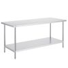 Stainless Steel Prep Table, 30 x 72 x 34 Inch, 920 lbs Load Capacity, Heavy Duty Metal Worktable with 3 Adjustable Height Levels