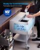 Commercial Ice Bin, 65.1 Qt Max Capacity, 24 x 19 x 35 Inch Stainless Steel Ice Chest with Sliding Lid and Bottle Holders