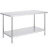 Stainless Steel Prep Table, 30 x 60 x 34 Inch, 910 lbs Load Capacity, Heavy Duty Metal Worktable with 3 Adjustable Height Levels